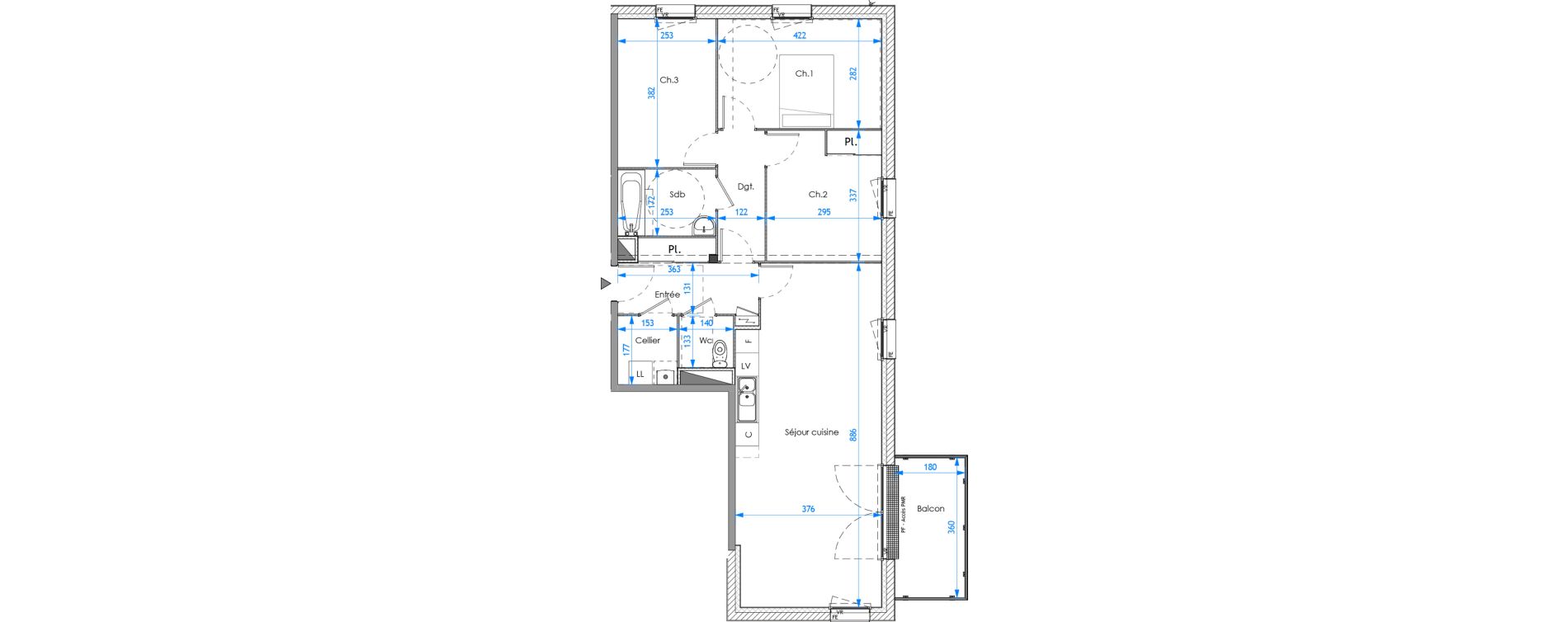 Appartement T4 de 82,52 m2 &agrave; Darn&eacute;tal Carville