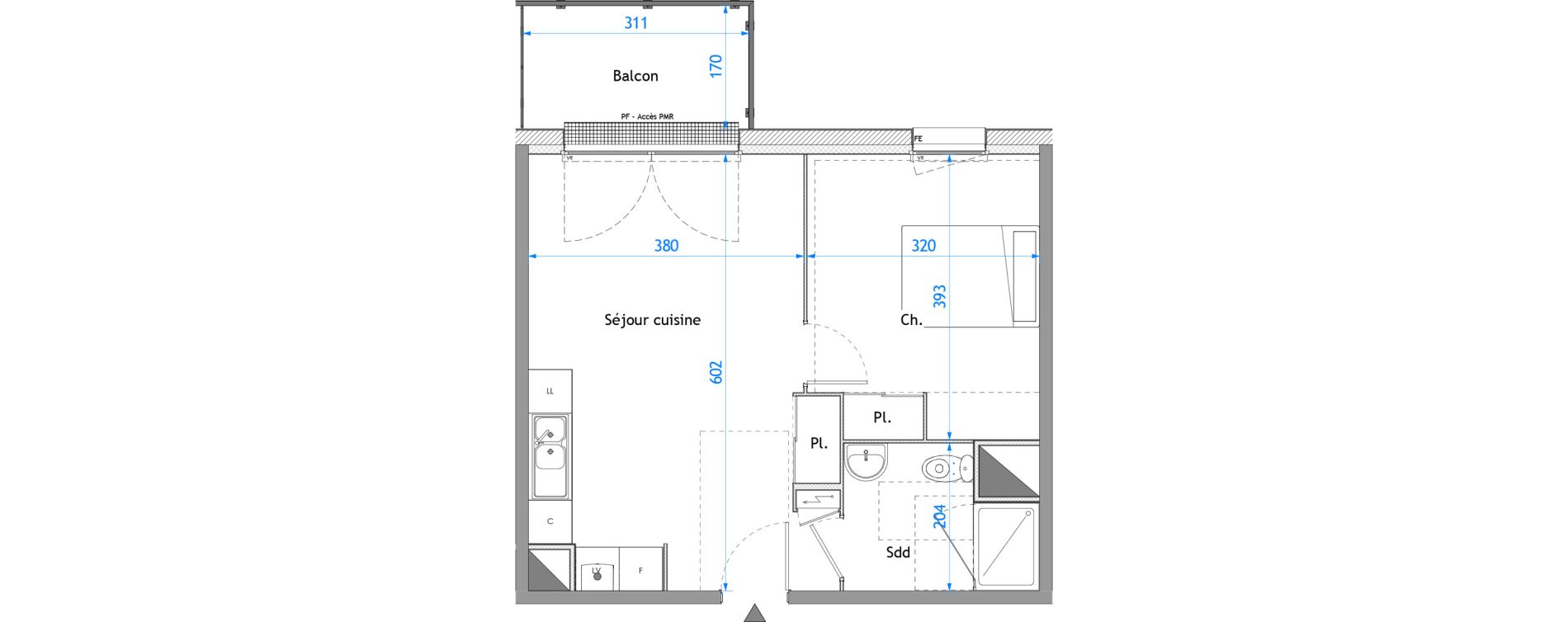 Appartement T2 de 40,48 m2 &agrave; Darn&eacute;tal Carville