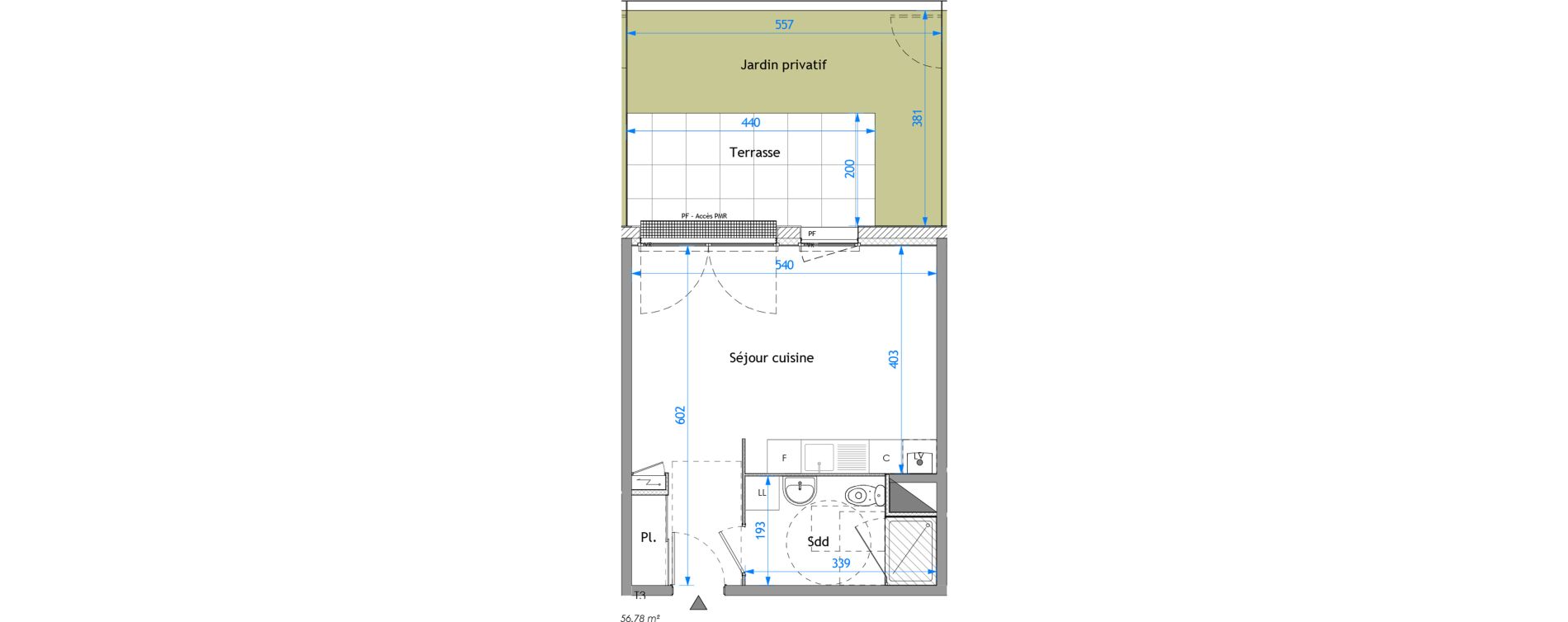 Appartement T1 de 31,26 m2 &agrave; Darn&eacute;tal Carville