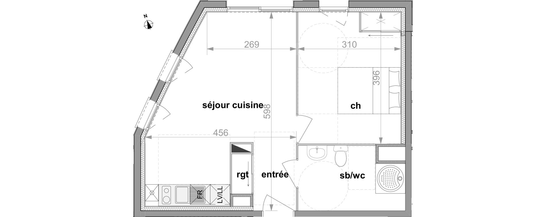 Appartement T2 de 40,95 m2 &agrave; Darn&eacute;tal Centre