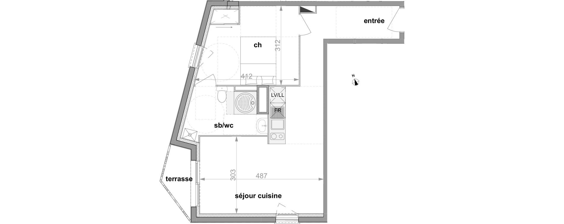 Appartement T2 de 42,65 m2 à Darnétal Centre