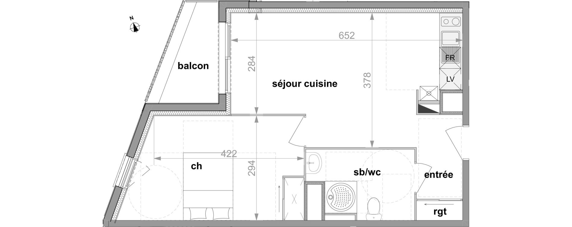 Appartement T2 de 43,91 m2 &agrave; Darn&eacute;tal Centre
