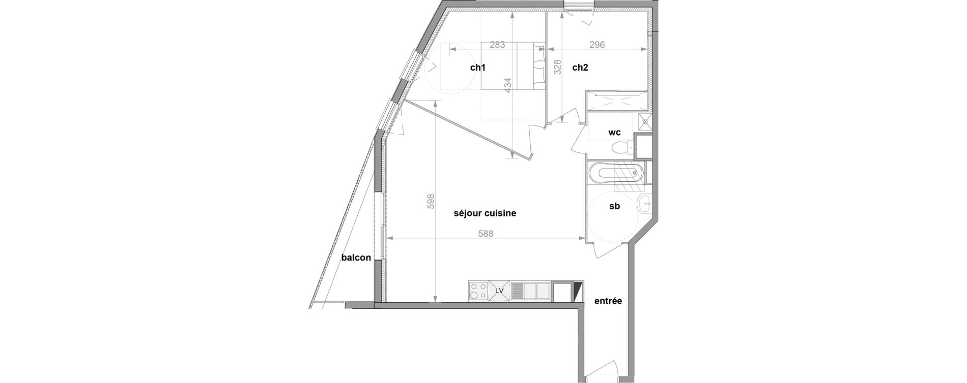Appartement T3 de 62,86 m2 &agrave; Darn&eacute;tal Centre