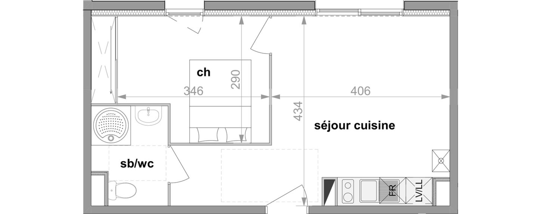 Appartement T2 de 34,14 m2 &agrave; Darn&eacute;tal Centre