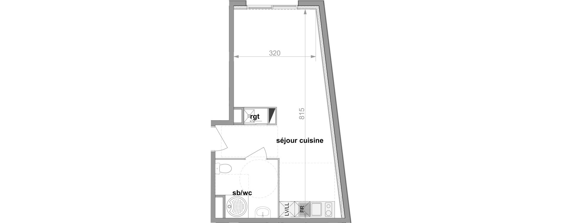 Appartement T1 de 31,59 m2 &agrave; Darn&eacute;tal Centre