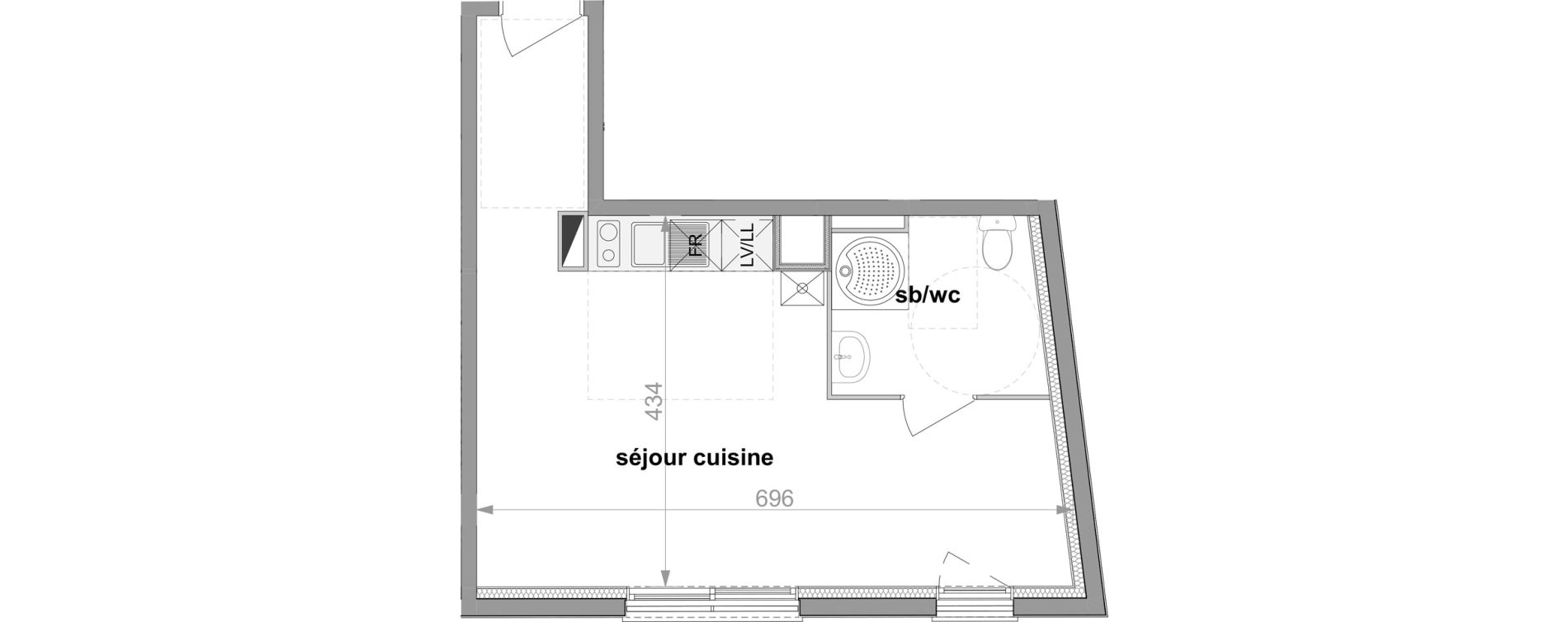 Appartement T1 de 30,98 m2 &agrave; Darn&eacute;tal Centre