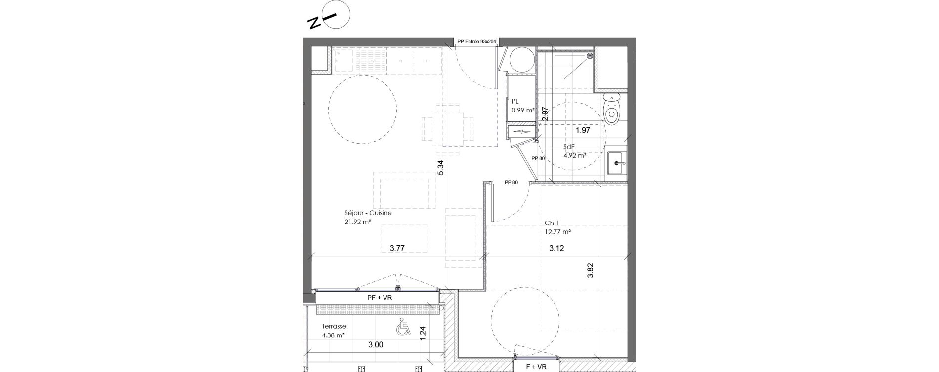 Appartement T2 de 40,60 m2 &agrave; Darn&eacute;tal Table de pierre - pr&eacute;aux - val saint-martin