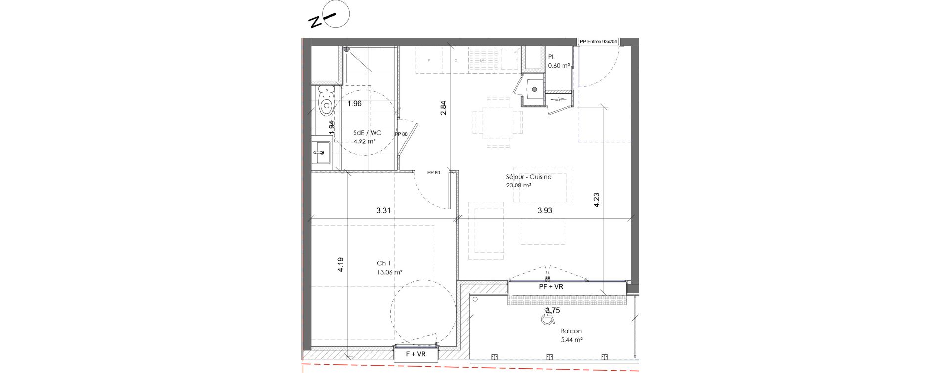 Appartement T2 de 41,66 m2 &agrave; Darn&eacute;tal Table de pierre - pr&eacute;aux - val saint-martin