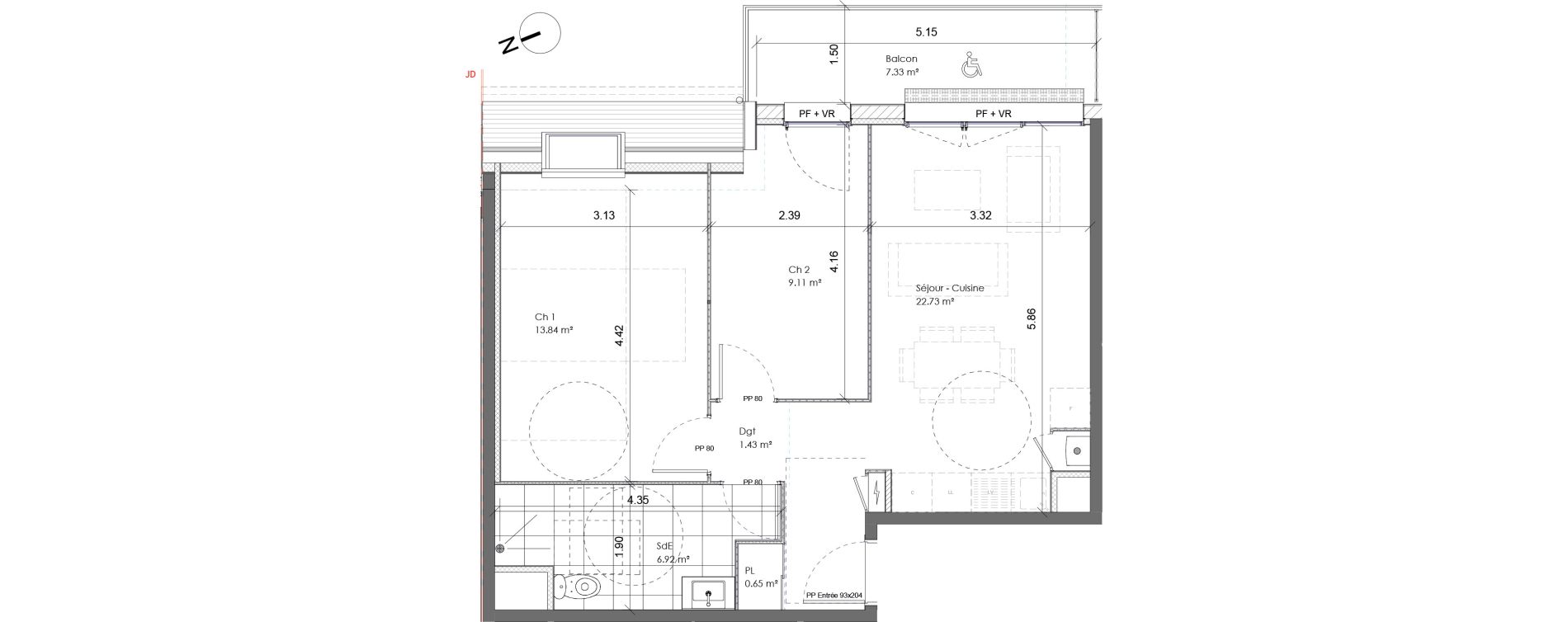 Appartement T3 de 54,68 m2 &agrave; Darn&eacute;tal Table de pierre - pr&eacute;aux - val saint-martin