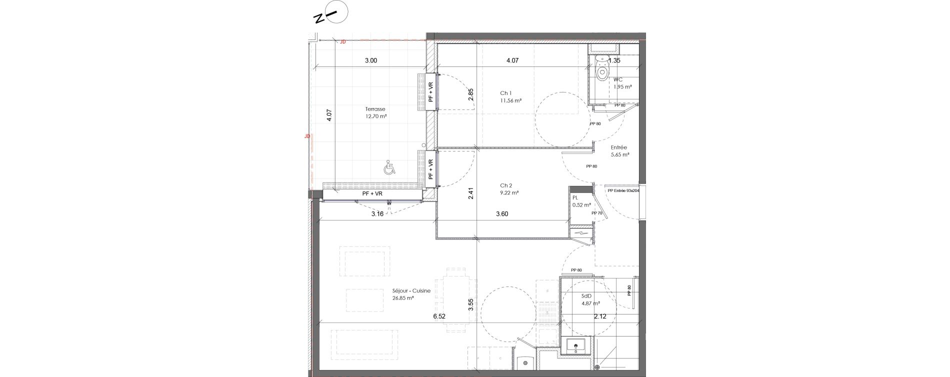 Appartement T3 de 60,62 m2 &agrave; Darn&eacute;tal Table de pierre - pr&eacute;aux - val saint-martin
