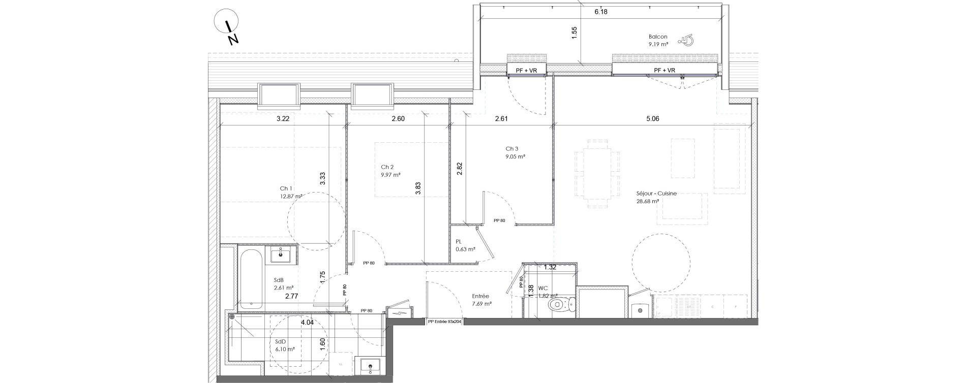 Appartement T4 de 79,42 m2 &agrave; Darn&eacute;tal Table de pierre - pr&eacute;aux - val saint-martin