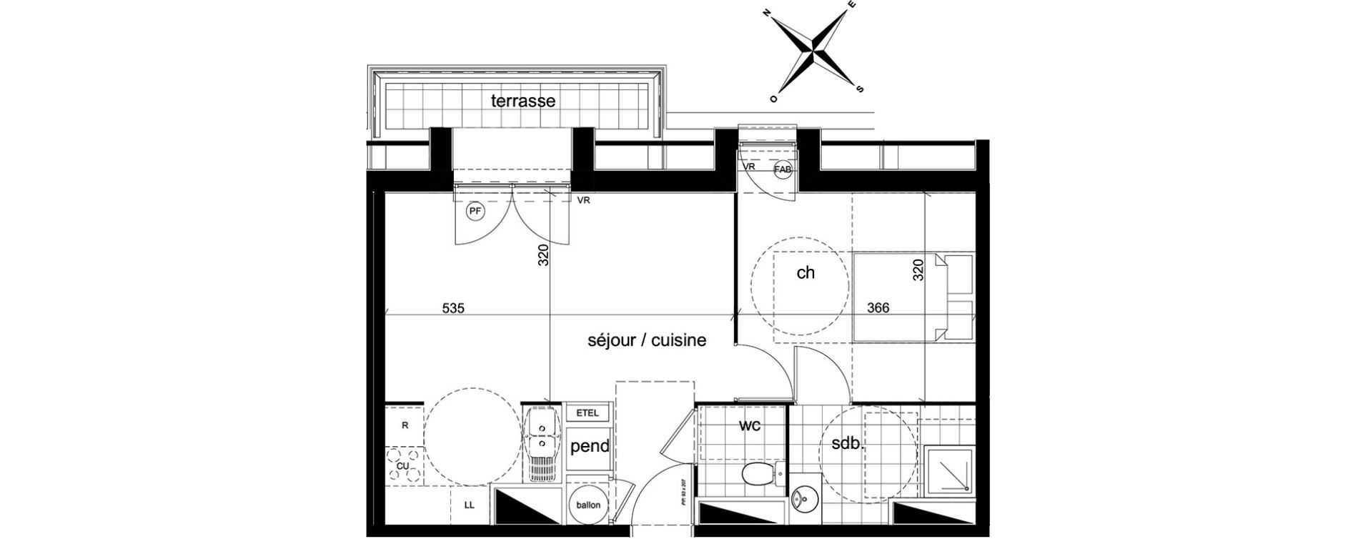 Appartement T2 de 43,73 m2 &agrave; Darn&eacute;tal Centre