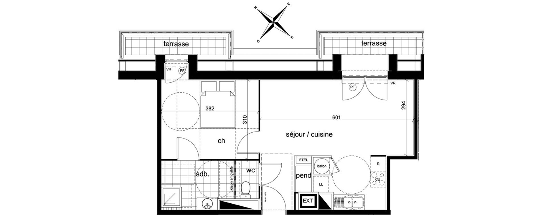 Appartement T2 de 45,74 m2 &agrave; Darn&eacute;tal Centre