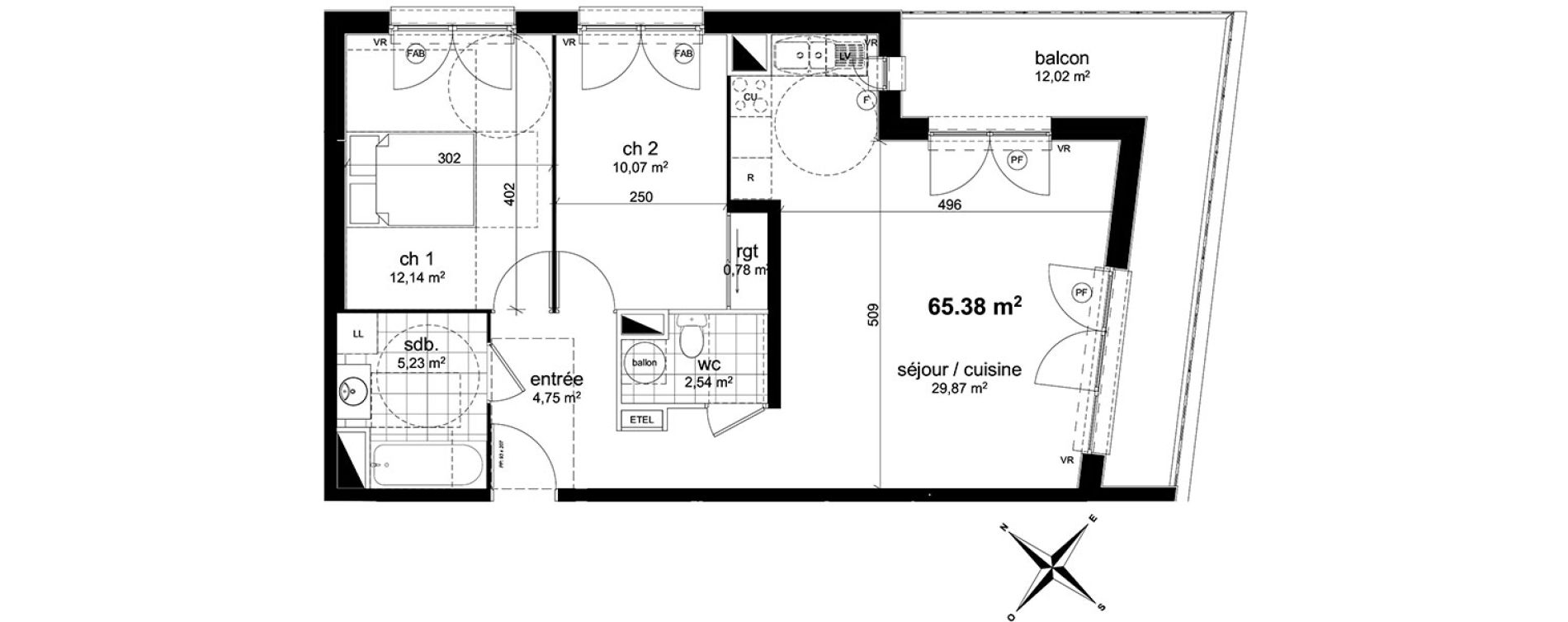 Appartement T3 de 65,38 m2 &agrave; Darn&eacute;tal Centre
