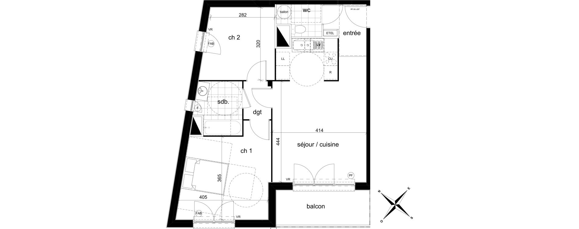 Appartement T3 de 61,76 m2 &agrave; Darn&eacute;tal Centre
