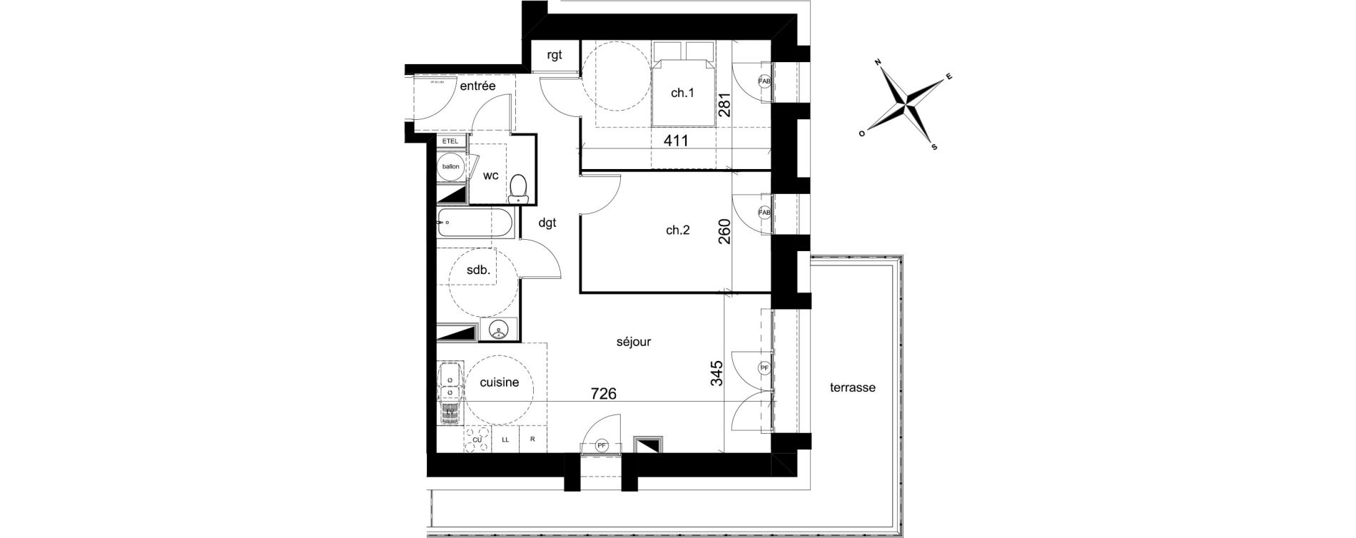 Appartement T3 de 59,32 m2 &agrave; Darn&eacute;tal Centre