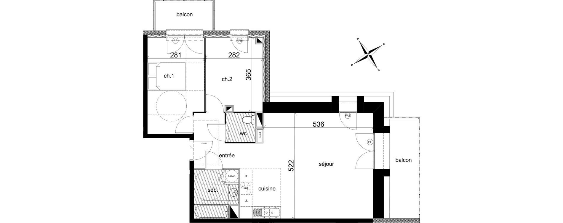 Appartement T3 de 64,68 m2 &agrave; Darn&eacute;tal Centre