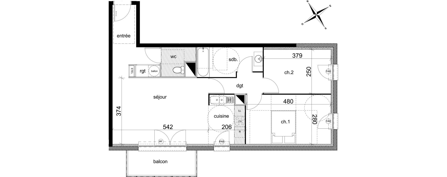 Appartement T3 de 65,09 m2 &agrave; Darn&eacute;tal Centre