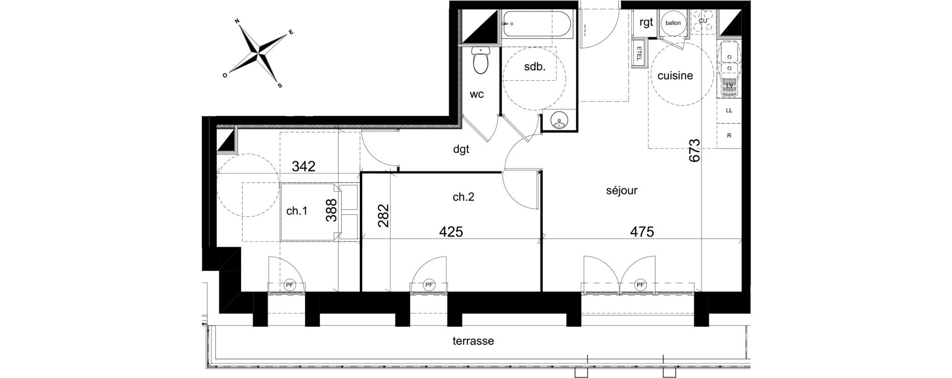 Appartement T3 de 61,40 m2 &agrave; Darn&eacute;tal Centre