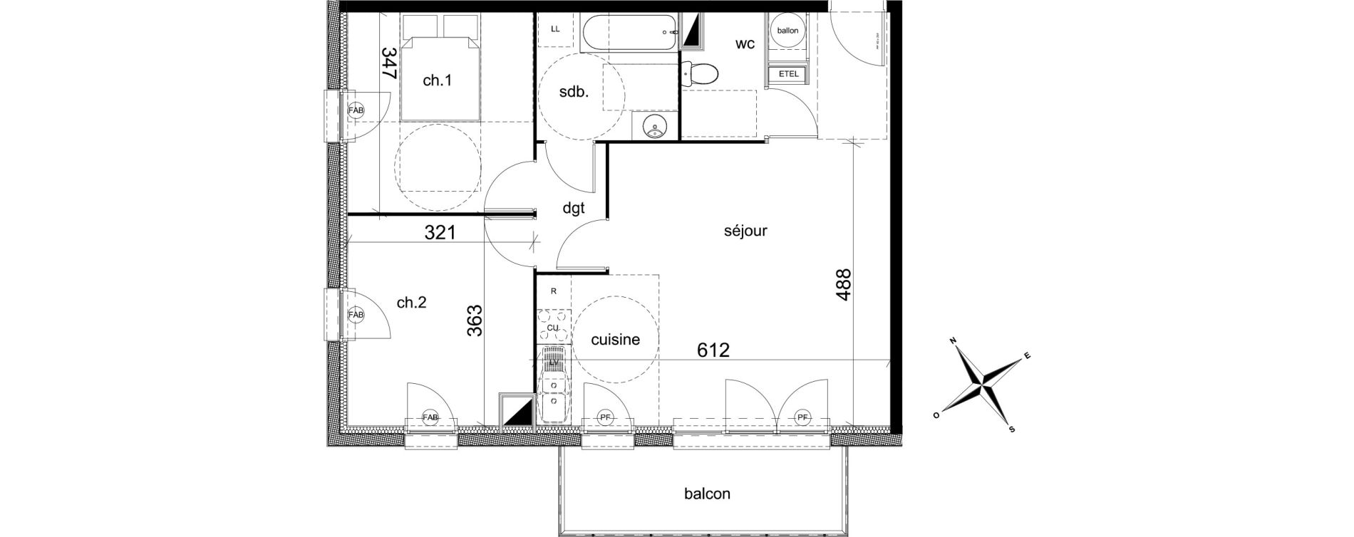 Appartement T3 de 62,45 m2 &agrave; Darn&eacute;tal Centre