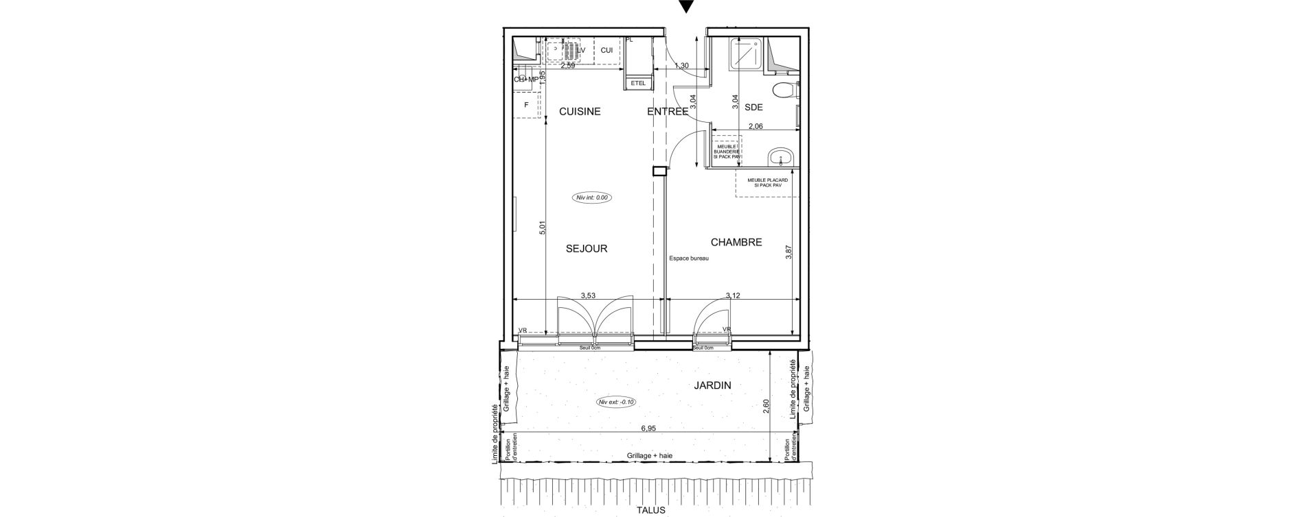 Appartement T2 de 44,60 m2 &agrave; Darn&eacute;tal Table de pierre - pr&eacute;aux - val saint-martin