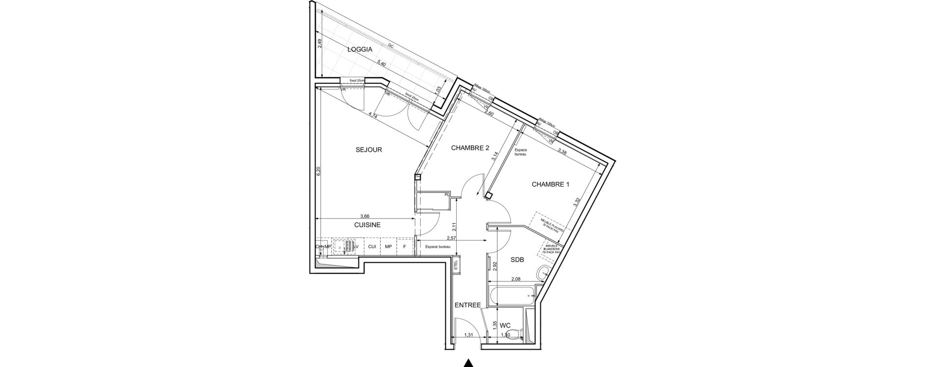 Appartement T3 de 62,08 m2 &agrave; Darn&eacute;tal Table de pierre - pr&eacute;aux - val saint-martin