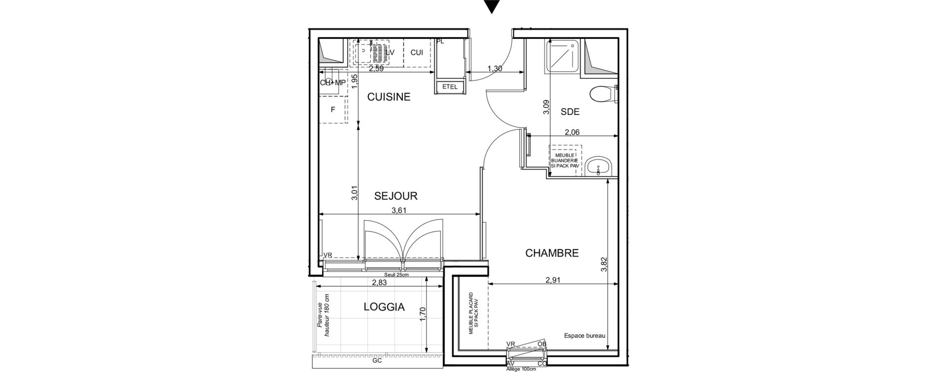 Appartement T2 de 38,24 m2 &agrave; Darn&eacute;tal Table de pierre - pr&eacute;aux - val saint-martin