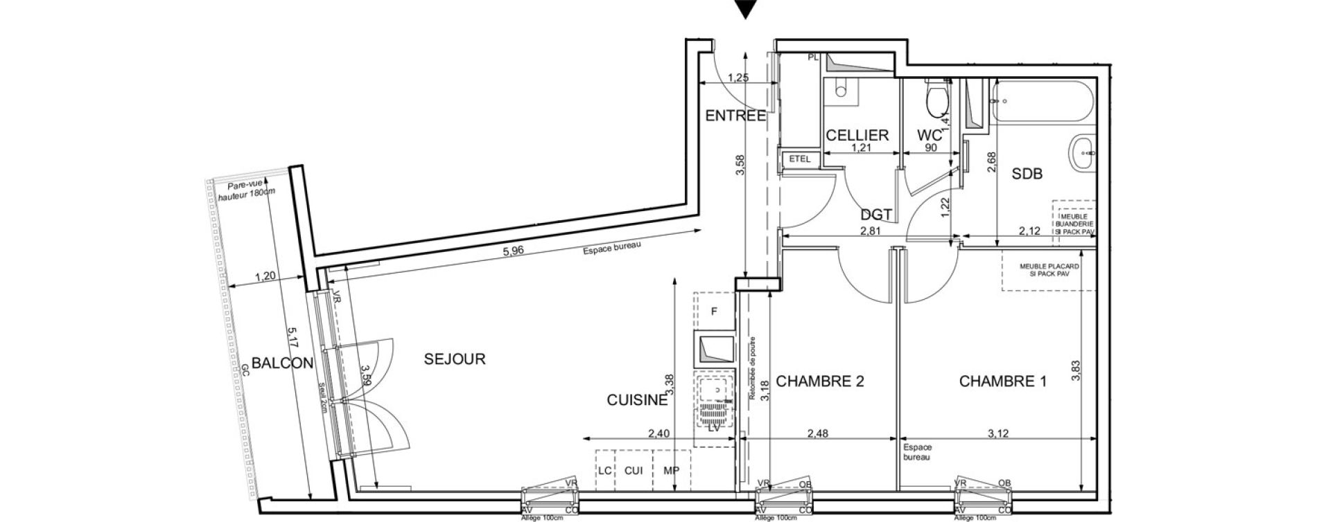 Appartement T3 de 62,27 m2 &agrave; Darn&eacute;tal Table de pierre - pr&eacute;aux - val saint-martin