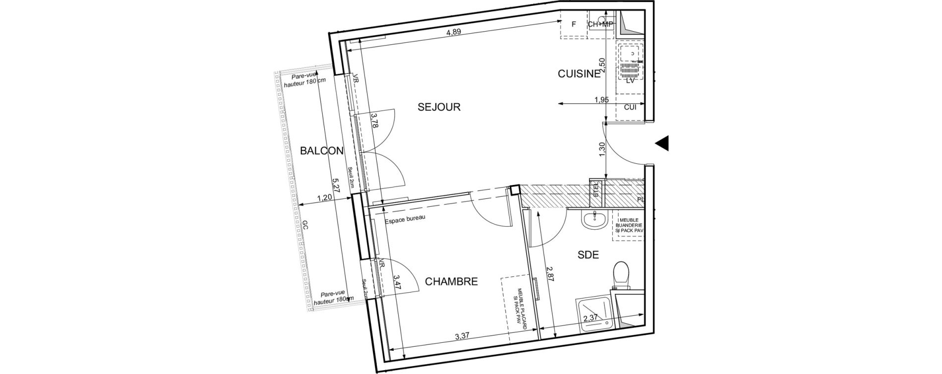 Appartement T2 de 43,96 m2 &agrave; Darn&eacute;tal Table de pierre - pr&eacute;aux - val saint-martin