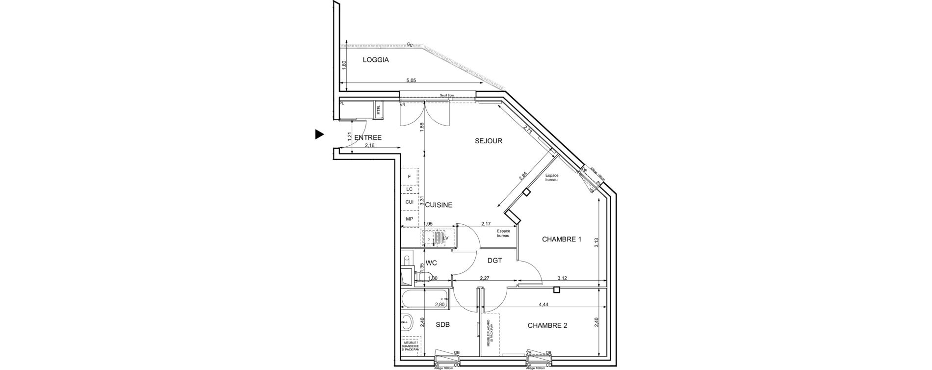 Appartement T3 de 61,56 m2 &agrave; Darn&eacute;tal Table de pierre - pr&eacute;aux - val saint-martin