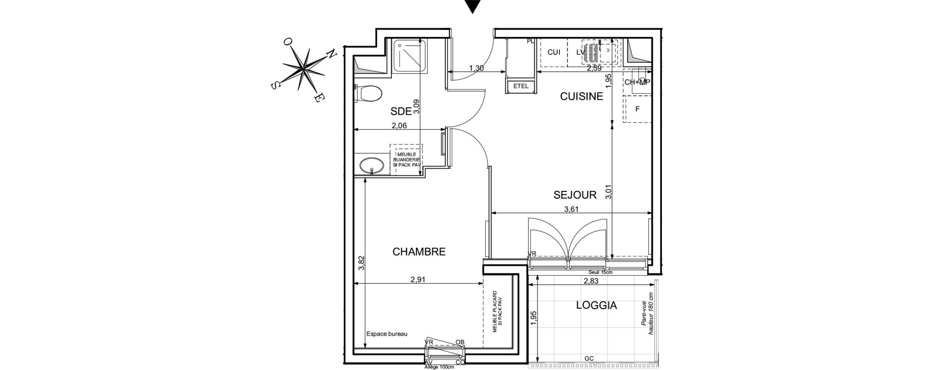 Appartement T2 de 38,24 m2 &agrave; Darn&eacute;tal Table de pierre - pr&eacute;aux - val saint-martin