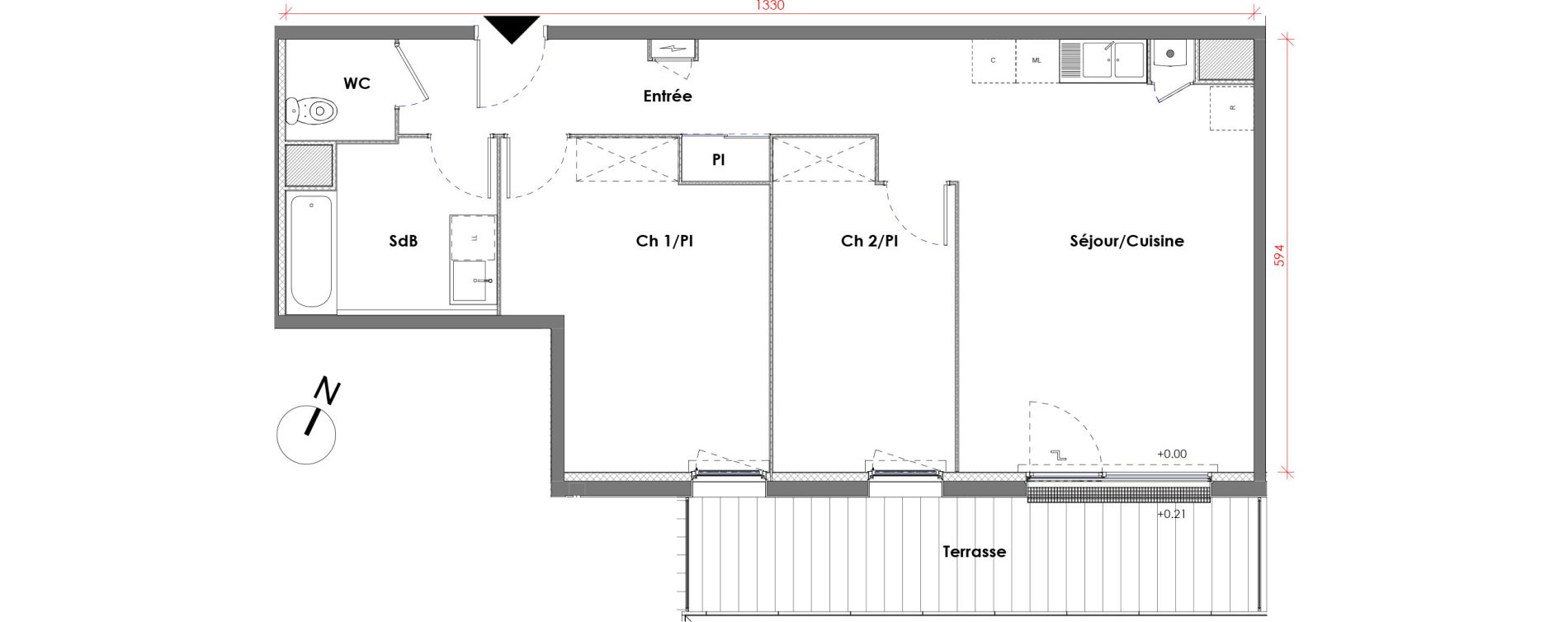 Appartement T3 de 68,39 m2 &agrave; D&eacute;ville-L&egrave;s-Rouen Centre