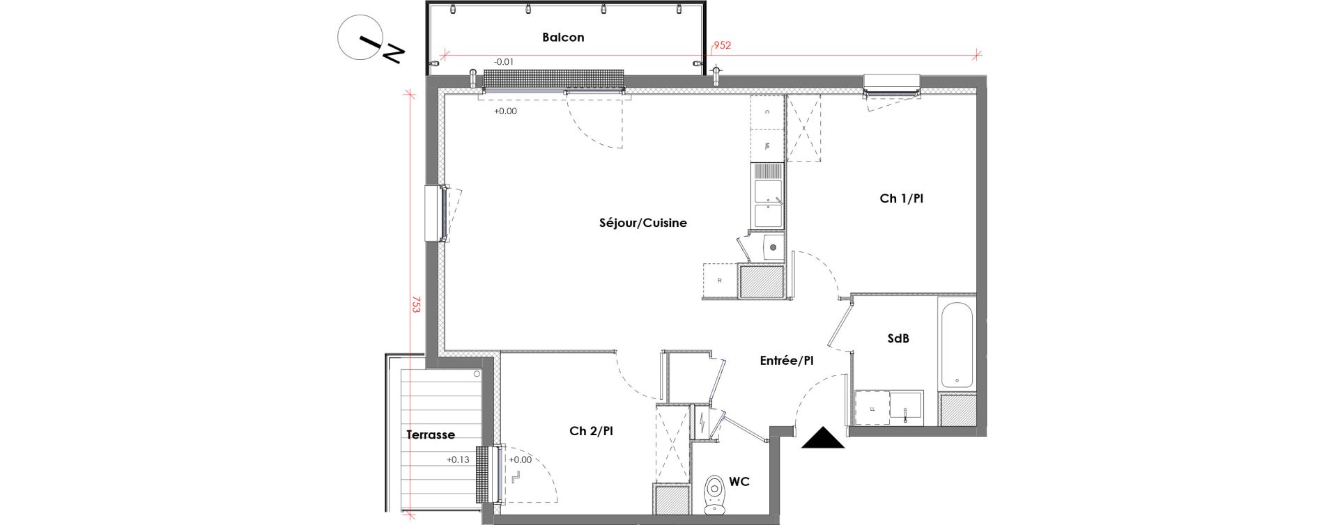 Appartement T3 de 60,40 m2 &agrave; D&eacute;ville-L&egrave;s-Rouen Centre