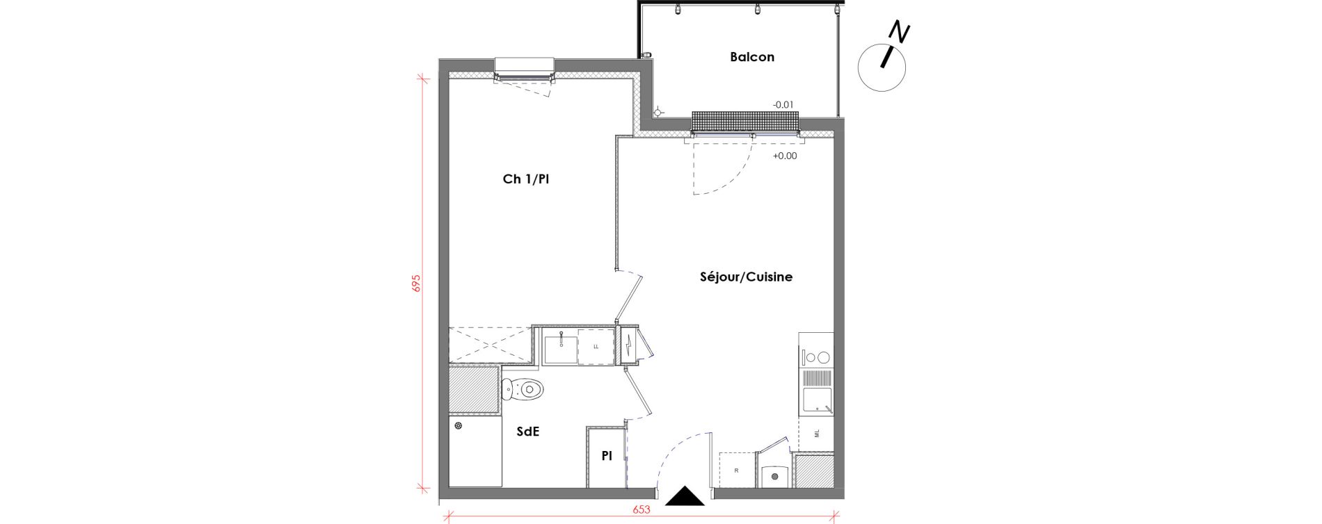 Appartement T2 de 39,89 m2 à Déville-Lès-Rouen Centre