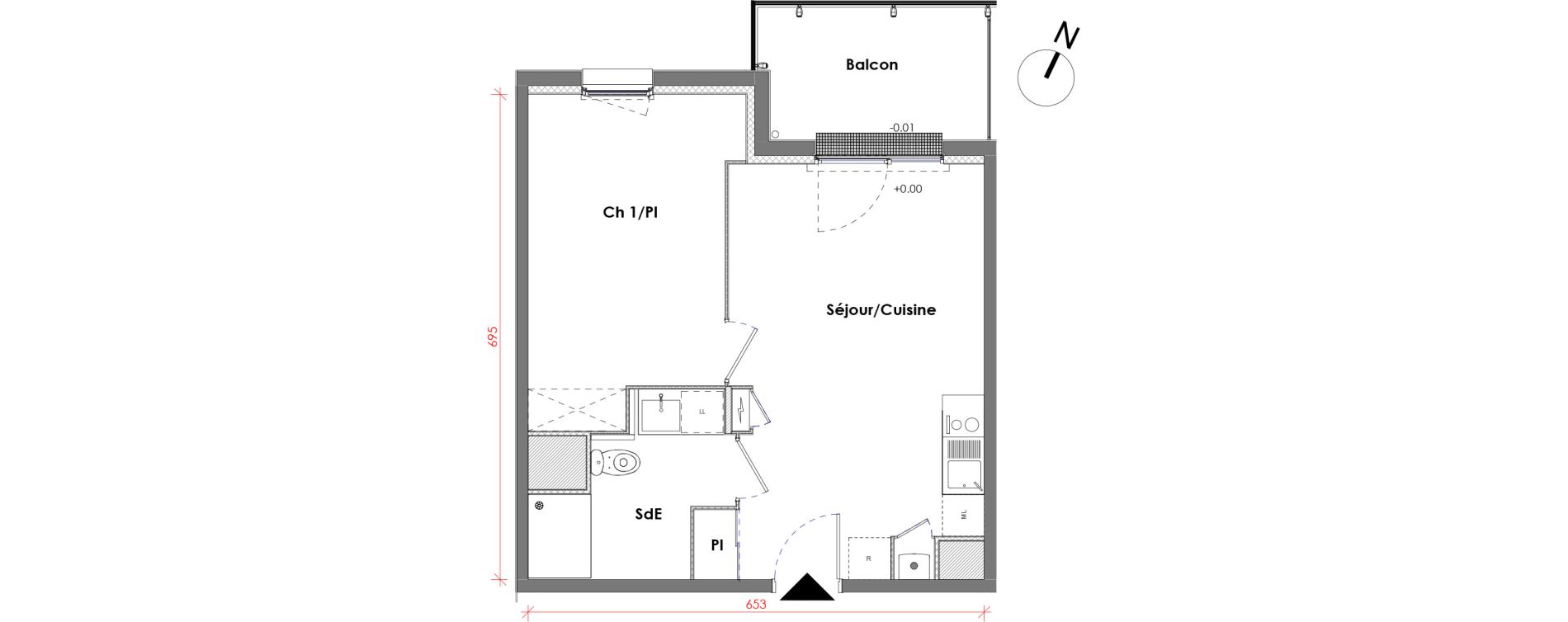 Appartement T2 de 39,89 m2 &agrave; D&eacute;ville-L&egrave;s-Rouen Centre