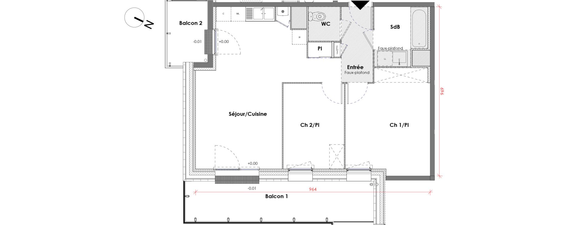 Appartement T3 de 59,39 m2 à Déville-Lès-Rouen Centre
