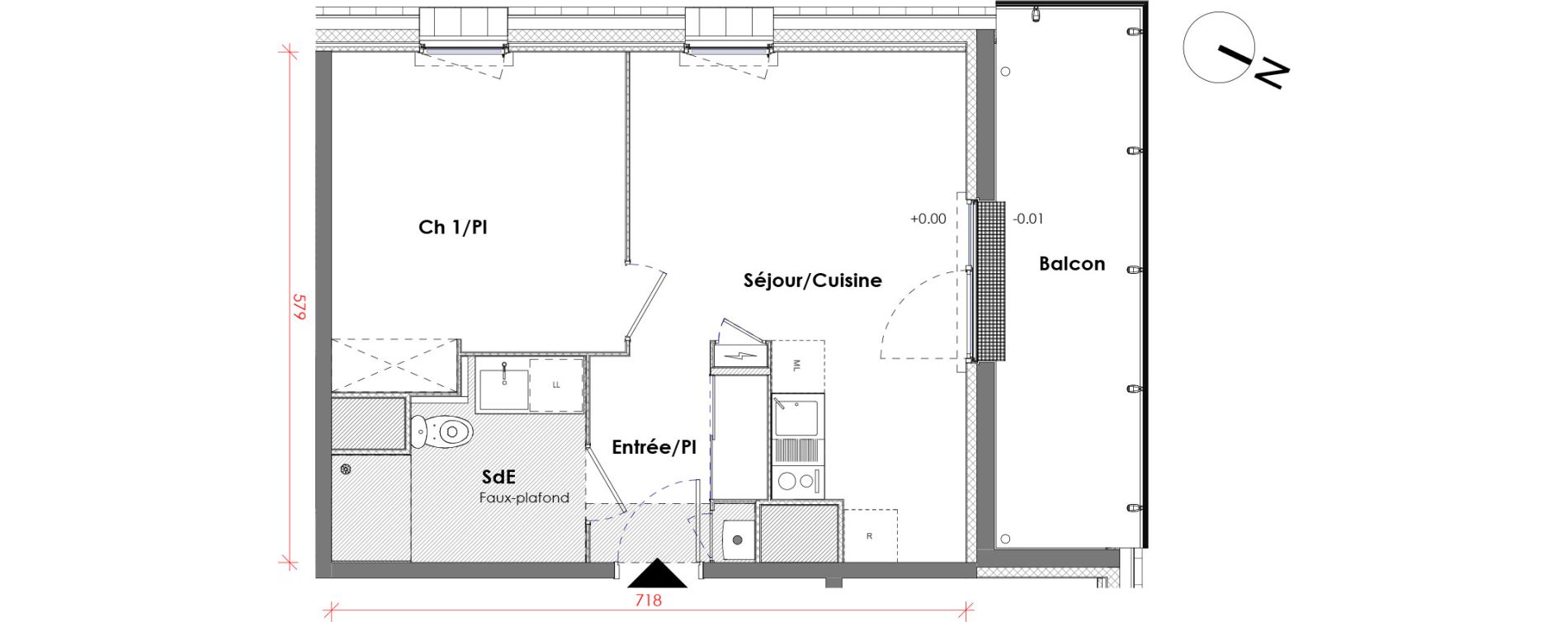 Appartement T2 de 39,38 m2 &agrave; D&eacute;ville-L&egrave;s-Rouen Centre