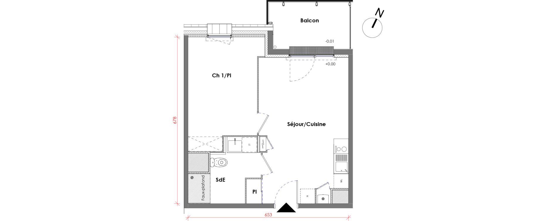 Appartement T2 de 39,37 m2 &agrave; D&eacute;ville-L&egrave;s-Rouen Centre