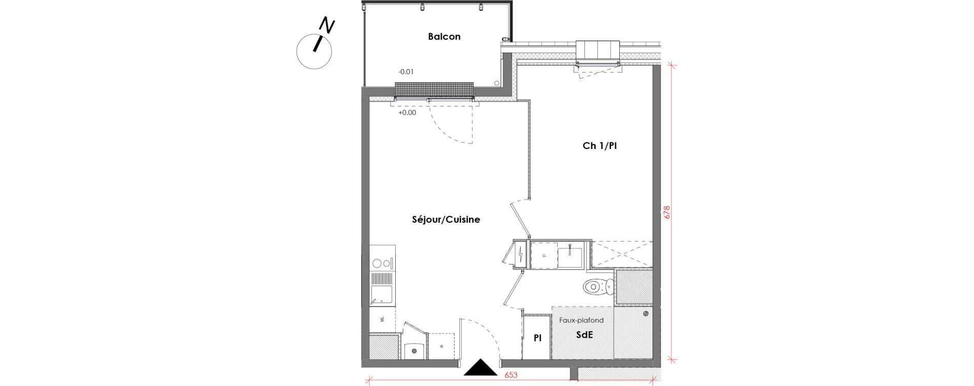 Appartement T2 de 39,38 m2 &agrave; D&eacute;ville-L&egrave;s-Rouen Centre