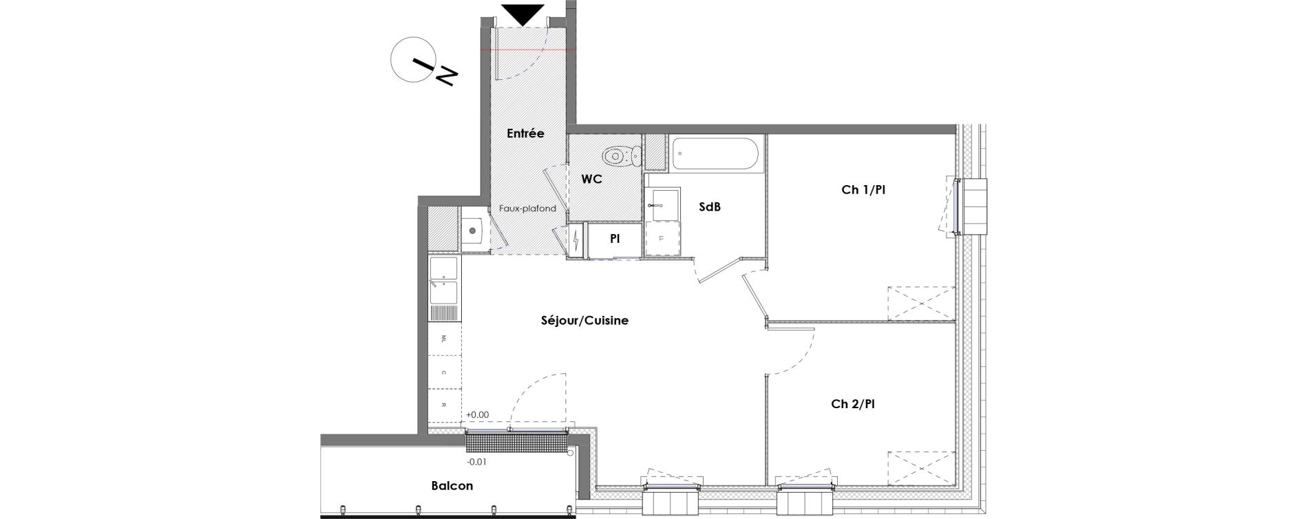 Appartement T3 de 55,26 m2 &agrave; D&eacute;ville-L&egrave;s-Rouen Centre