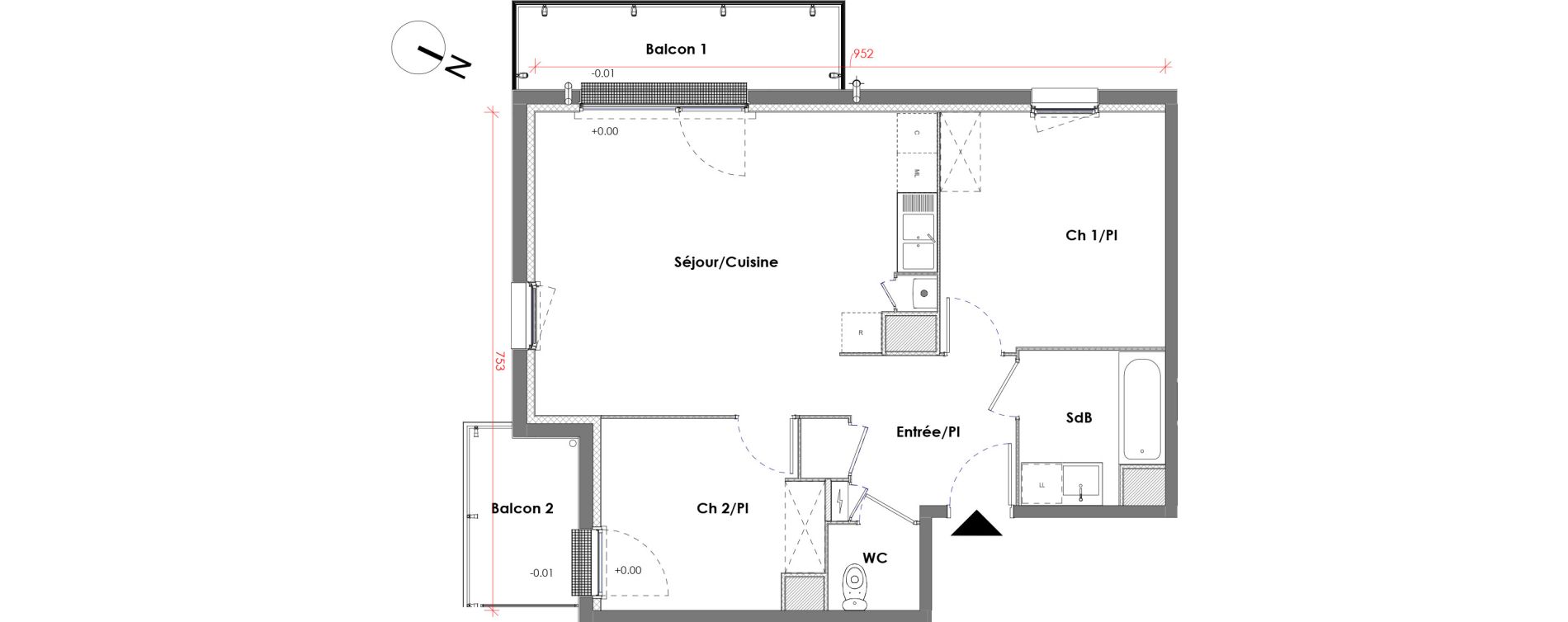 Appartement T3 de 60,40 m2 &agrave; D&eacute;ville-L&egrave;s-Rouen Centre