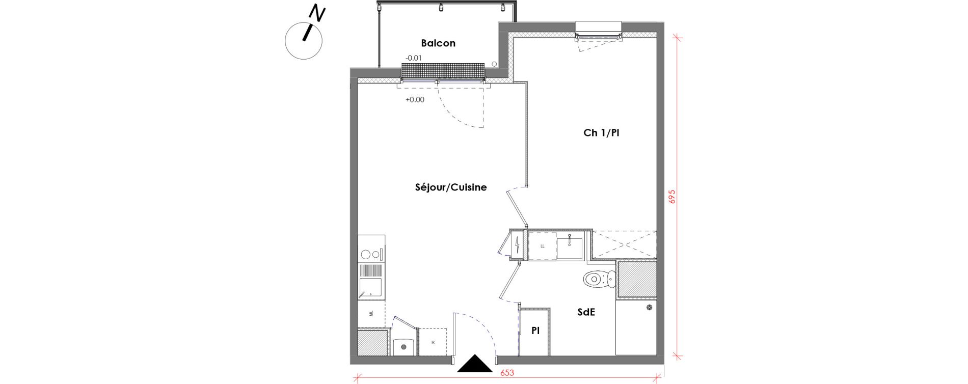 Appartement T2 de 39,89 m2 &agrave; D&eacute;ville-L&egrave;s-Rouen Centre