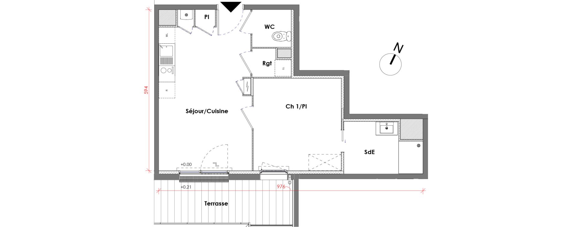 Appartement T2 de 38,87 m2 &agrave; D&eacute;ville-L&egrave;s-Rouen Centre