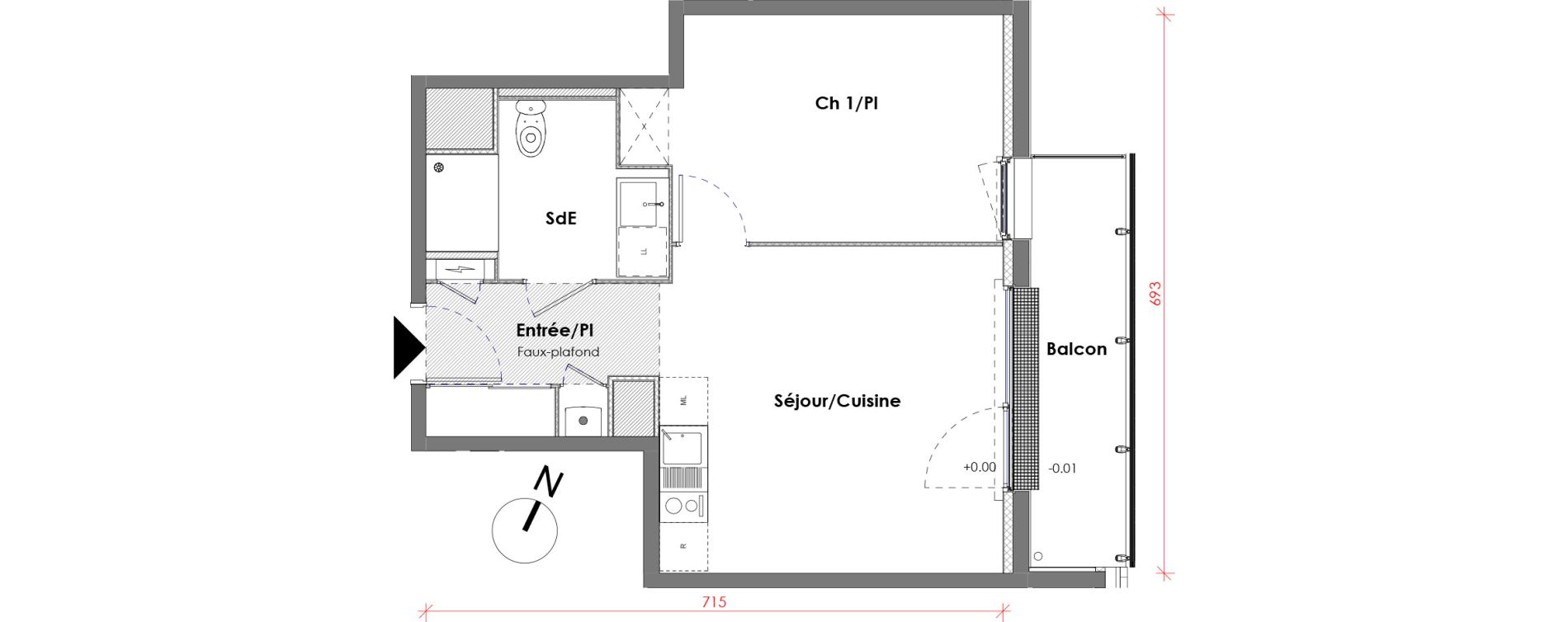 Appartement T2 de 39,42 m2 &agrave; D&eacute;ville-L&egrave;s-Rouen Centre