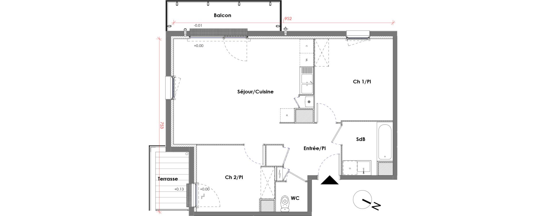 Appartement T3 de 60,39 m2 &agrave; D&eacute;ville-L&egrave;s-Rouen Centre