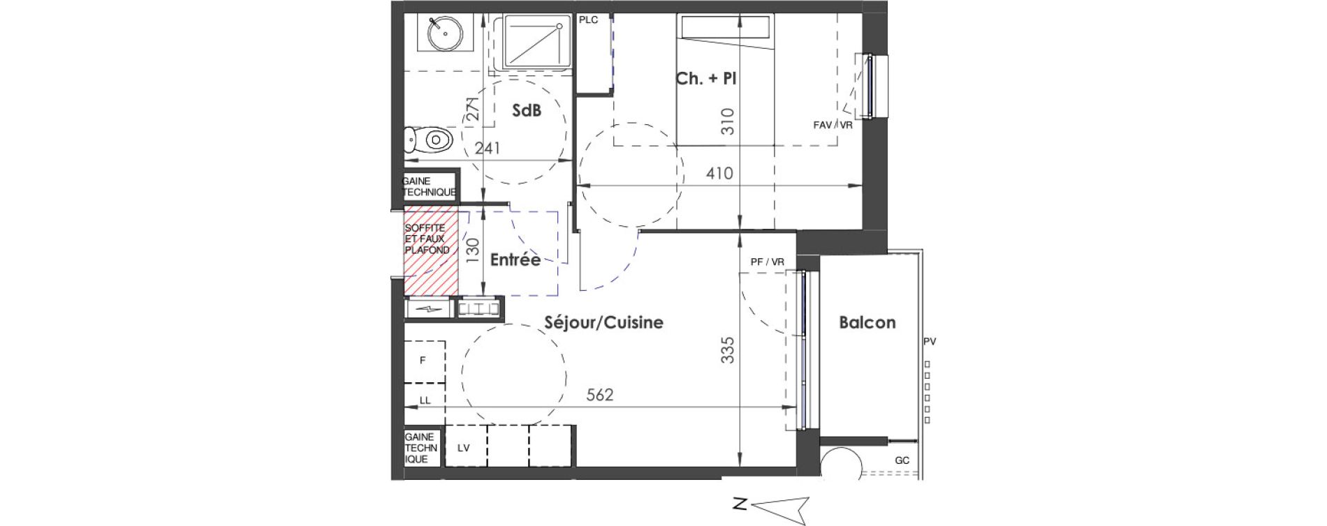 Appartement T2 de 37,59 m2 &agrave; D&eacute;ville-L&egrave;s-Rouen Le centre