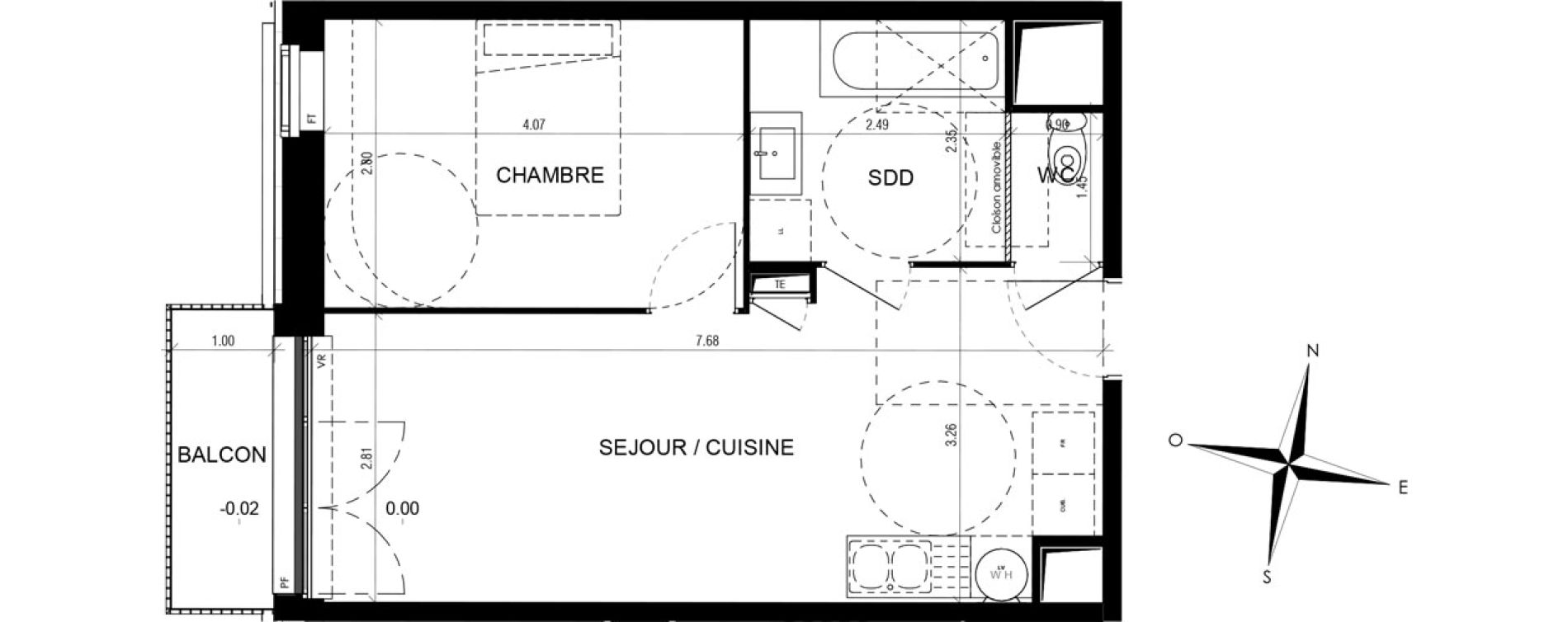 Appartement T2 de 40,22 m2 &agrave; D&eacute;ville-L&egrave;s-Rouen Le centre
