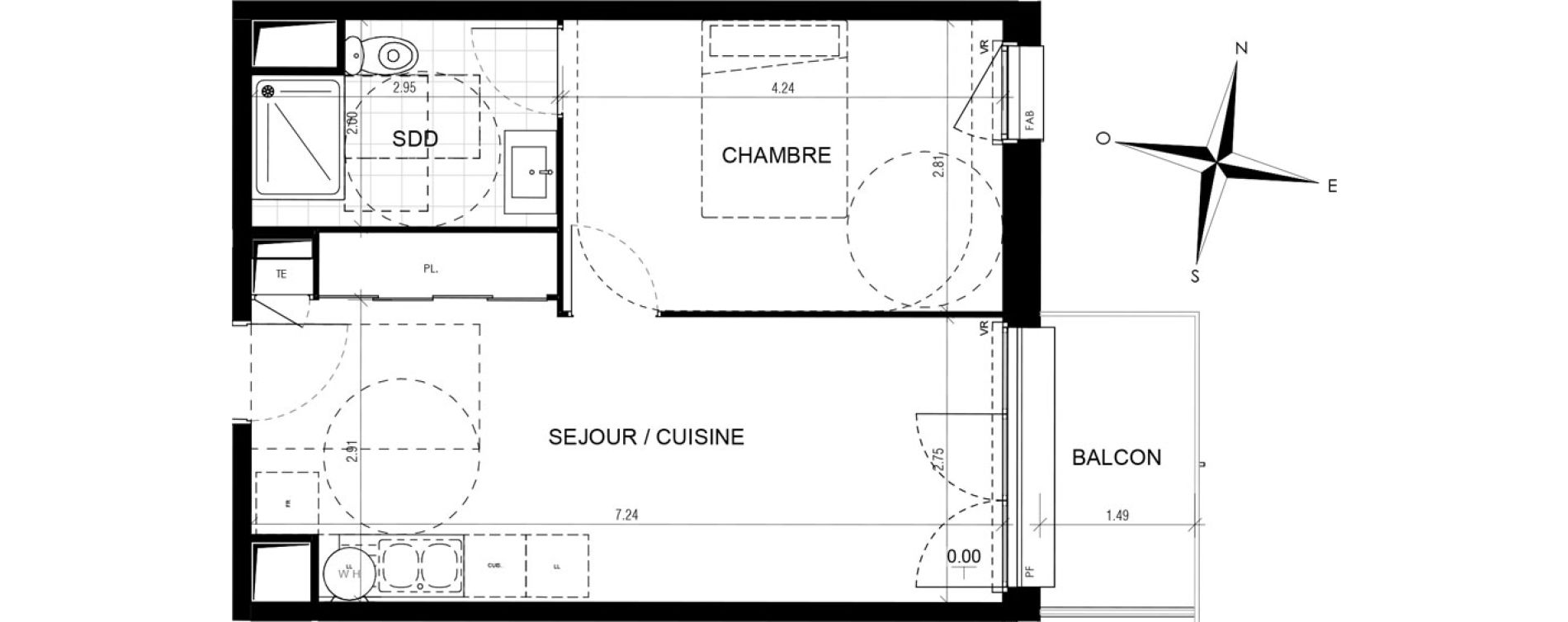 Appartement T2 de 38,79 m2 &agrave; D&eacute;ville-L&egrave;s-Rouen Le centre