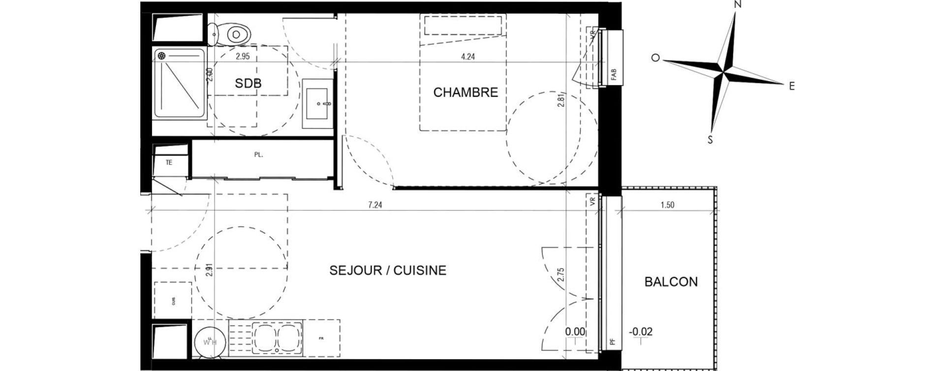 Appartement T2 de 38,79 m2 &agrave; D&eacute;ville-L&egrave;s-Rouen Le centre