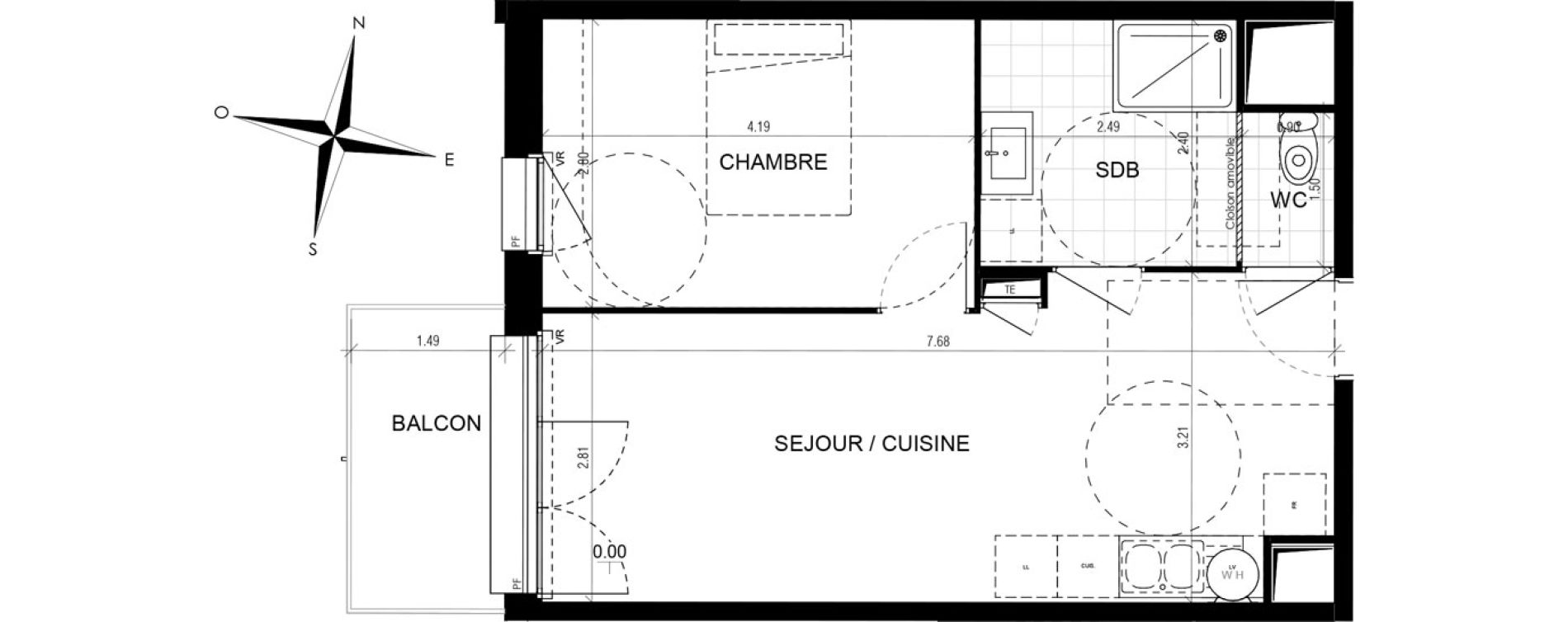 Appartement T2 de 41,32 m2 &agrave; D&eacute;ville-L&egrave;s-Rouen Le centre